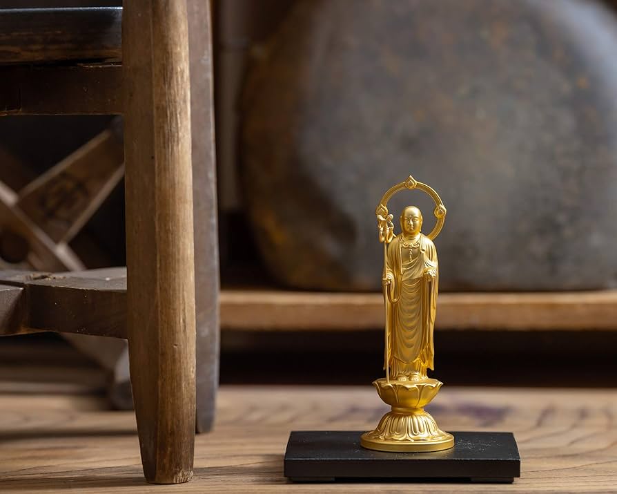 【牧田秀雲作】地蔵菩薩　合金製金メッキ 楽天市場】地蔵菩薩 合金製 21cm【牧田秀雲作】 高さ21cm×巾8cm